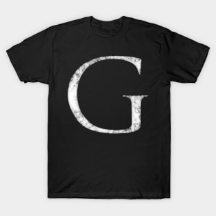 G in Roman White Marble Latin Alphabet Letter Sticker T-Shirt